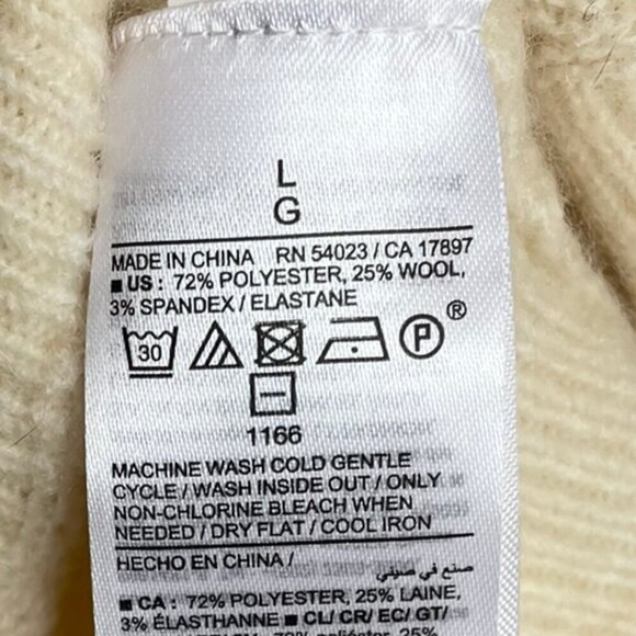 NWT OLD NAVY Wool Blend Cream Pointelle Sweater Ballon Sleeves Scoop Neck Large - Picture 6 of 11